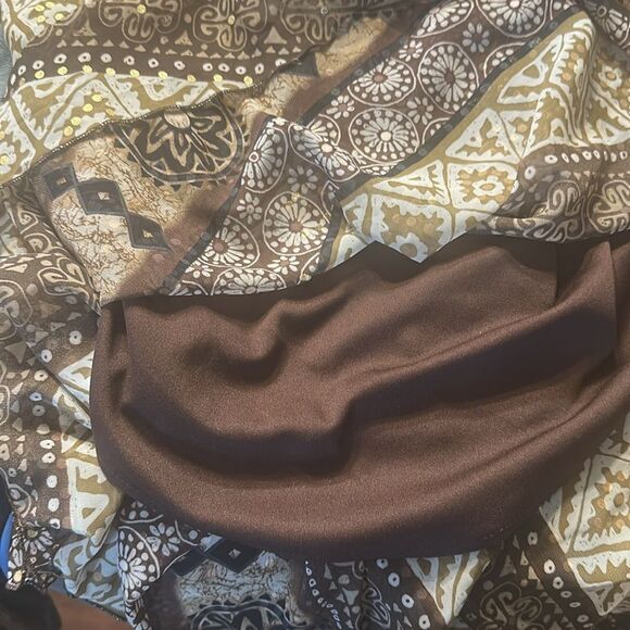 Rabbit Rabbit Rabbit Brown and Cream Geometric Midi Dress 4 (5165) - Picture 4 of 6